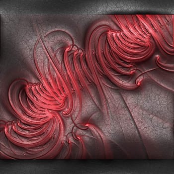 Luxury background tile with embossed fractal on leather