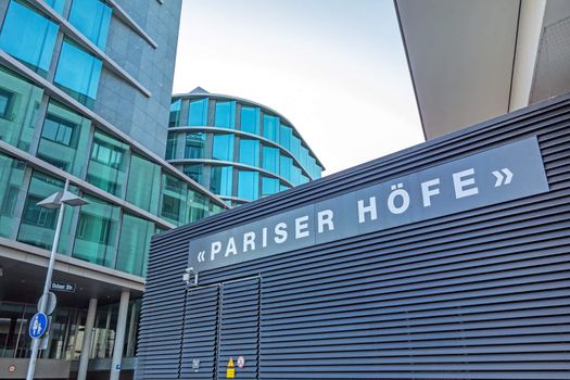Stuttgart, Germany - November 1, 2015: Modern office and residence buildings in the district Europaviertel - Pariser Hofe near square Pariser Platz, Stuttgart.