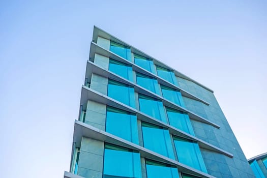 Stuttgart, Germany - November 1, 2015: Detail of a modern office building in the urban city district Europaviertel near the main railway station.