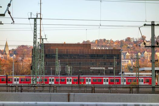 Stuttgart, Germany - November 1, 2015: View of the old overground tracks of the main railway station of Stuttgart before the construction project Stuttgart 21.