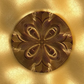 Luxury background tile with embossed fractal on leather