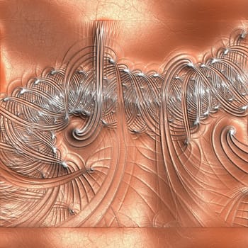 Luxury background tile with embossed fractal on leather