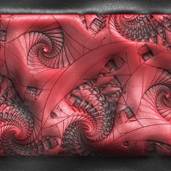 Luxury background tile with embossed fractal on leather