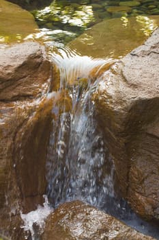 Water flowing between rocks