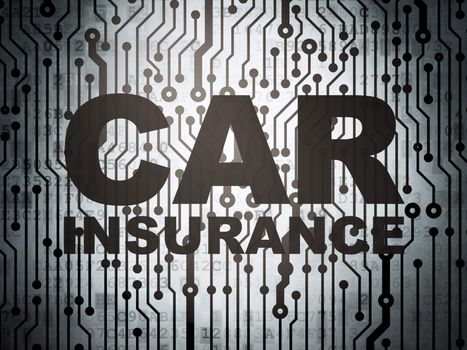 Insurance concept: circuit board with  word Car Insurance, 3d render