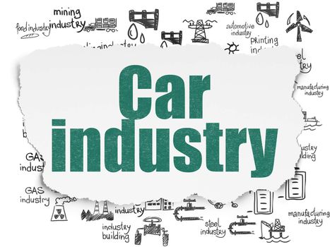 Industry concept: Painted green text Car Industry on Torn Paper background with  Hand Drawn Industry Icons