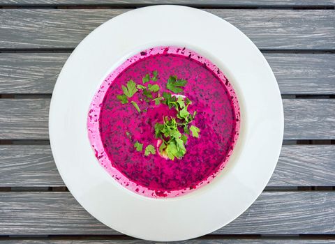 Chlodnik - cold polish beet soup, a famous dish of polish cuisine