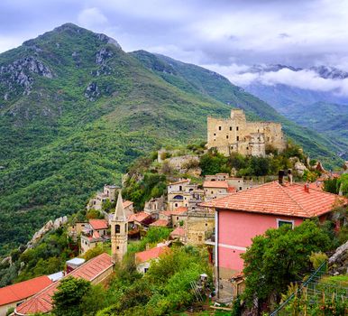 Castelvecchio di Rocca Barbena, alpine village in Liguria, Italy