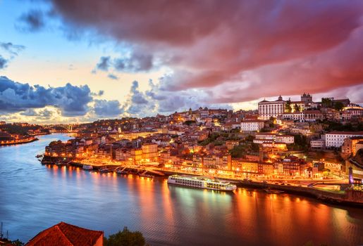 Dramatic sunset in Porto, Portugal