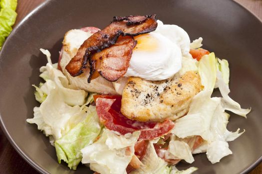 Caesar salad with Grilled Chicken breast and fried egg