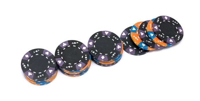 The casino chips isolated on white background