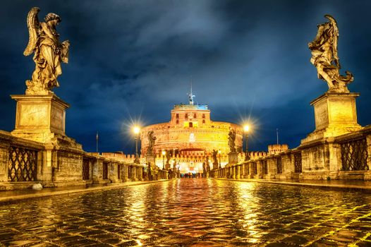 Castel San Angelo in Rome, Angelo, at night