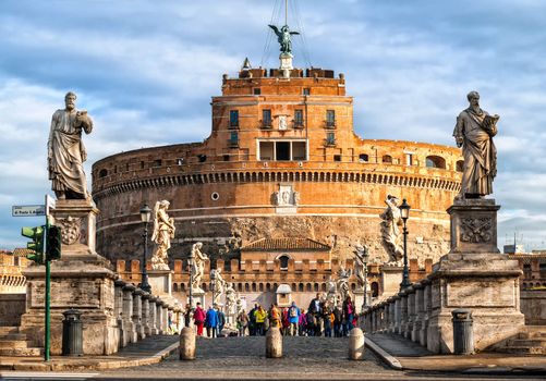 View of Castel San Angelo in Rome, Italy, on early morning