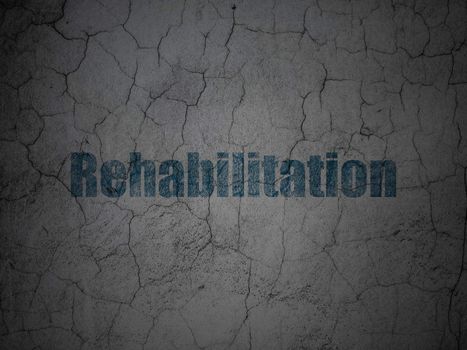 Health concept: Blue Rehabilitation on grunge textured concrete wall background