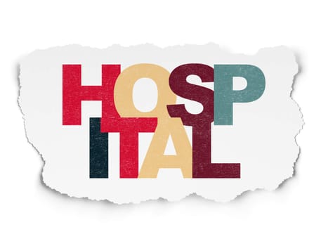Healthcare concept: Painted multicolor text Hospital on Torn Paper background