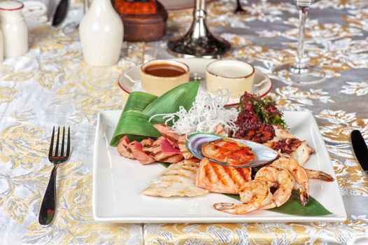 Assortment of seafood mix dish