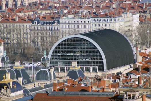 Aerial View of the Opéra Nouvel (Nouvel Opera House) in Lyon, France