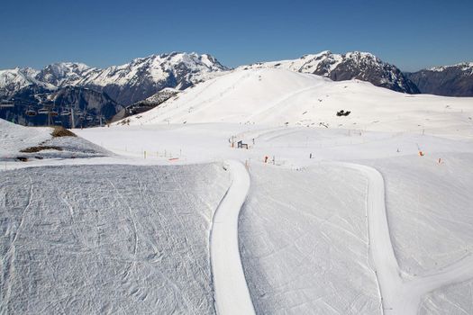 The Alpe d Huez ski domain in the French Alps