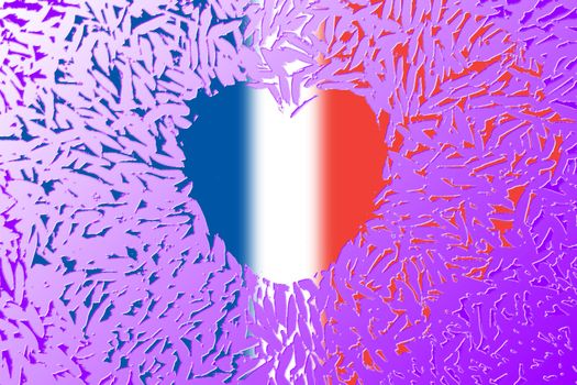 Heart and blood with flag of france for "Pray for Paris" concept