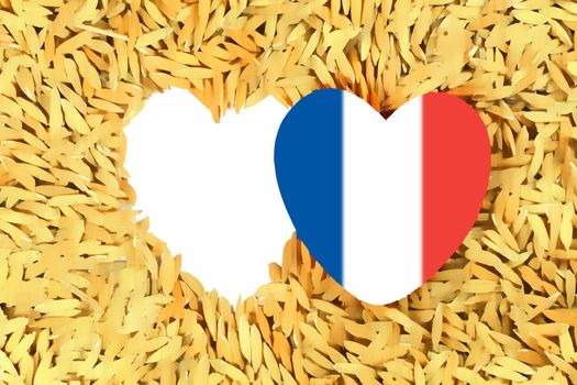 Heart with paddy background and flag of france for "Pray for Paris" concept