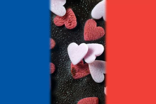 Chocolate brownie cake with flag of france for "Pray for Paris" concept