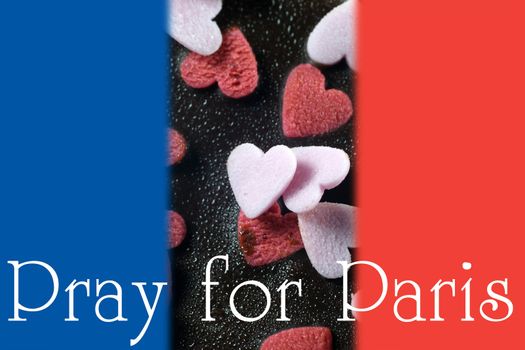 Chocolate brownie cake with flag of france for "Pray for Paris" concept