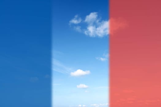 Beautiful Summer Clouds in the blue sky  with flag of france for "Pray for Paris" concept