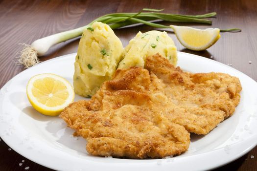 Vienna schnitzel with potato mash potatoes