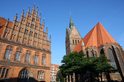 Market Church and Old Town Hall in Hannover, Germany