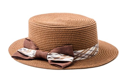 Brown Summer hat isolated on white background.