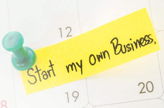 Start my own business on calendar.