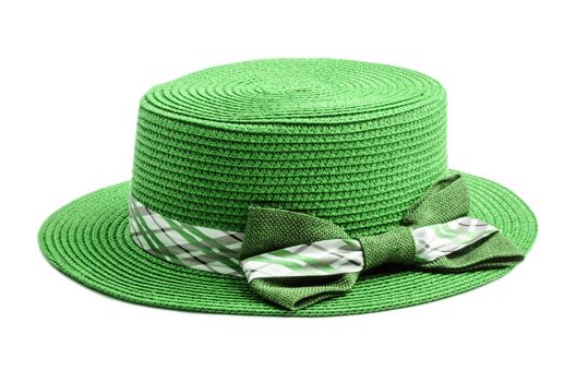 Green Summer hat isolated on white background.
