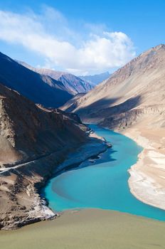 Confluence of Zanskar and Indus rivers - Leh, Ladakh, North India