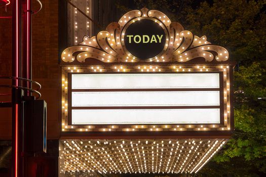 Marquee Lights on Broadway Theater Exterior Blank