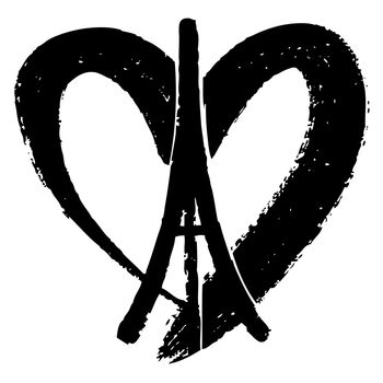 Freehand sketch  illustration of Eiffel Tower ,peace symbol icon, doodle hand drawn, Peace for Paris, Pray for Paris, Love Paris