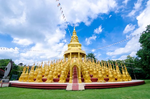 Golden pagoda at Wat pa sawang boon temple , Saraburi , Thailand