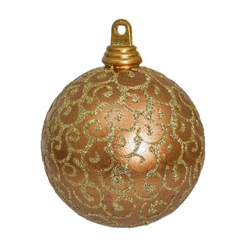 Beautiful gold Christmas ball, isolated on white background