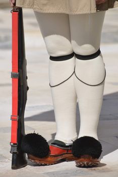 The legs of Evzoni Guard of the Greek Parliament, Athens, Greece