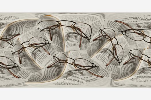 Round glasses lie on the bible in the Swedish language