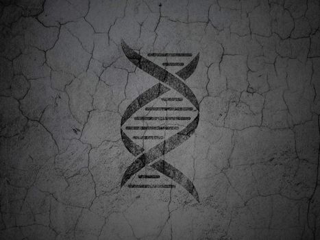 Healthcare concept: Black DNA on grunge textured concrete wall background
