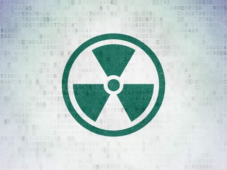 Science concept: Painted green Radiation icon on Digital Paper background