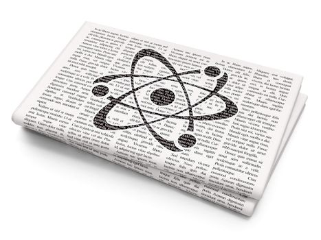 Science concept: Pixelated black Molecule icon on Newspaper background