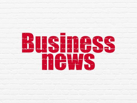 News concept: Painted red text Business News on White Brick wall background