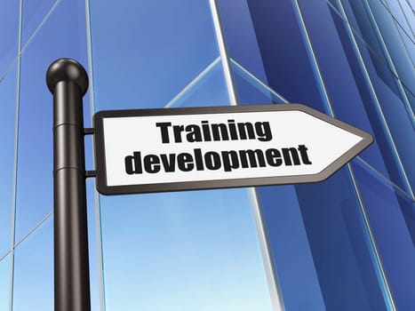 Education concept: sign Training Development on Building background, 3d render