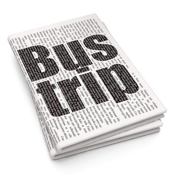 Tourism concept: Pixelated black text Bus Trip on Newspaper background