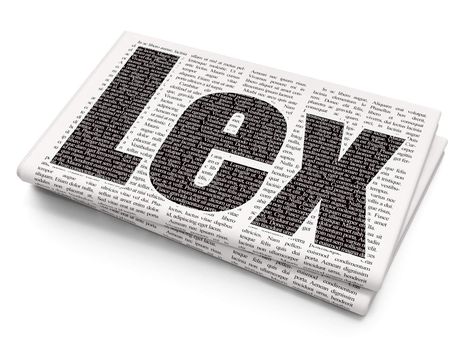 Law concept: Pixelated black text Lex on Newspaper background