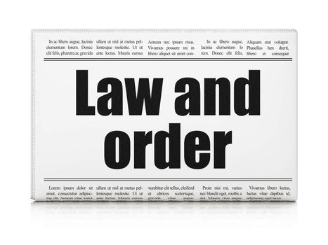 Law concept: newspaper headline Law And Order on White background, 3d render