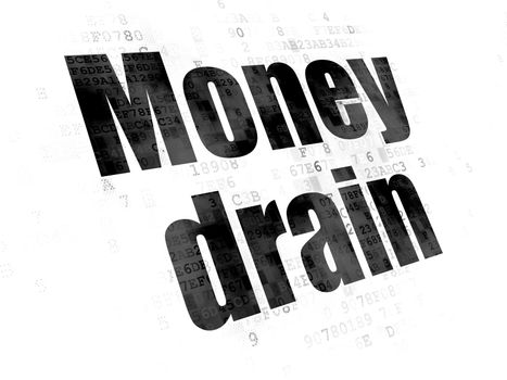 Money concept: Pixelated black text Money Drain on Digital background