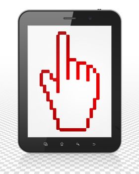 Web design concept: Tablet Pc Computer with red Mouse Cursor icon on display