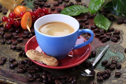 Cup of coffee and biscuit - still life